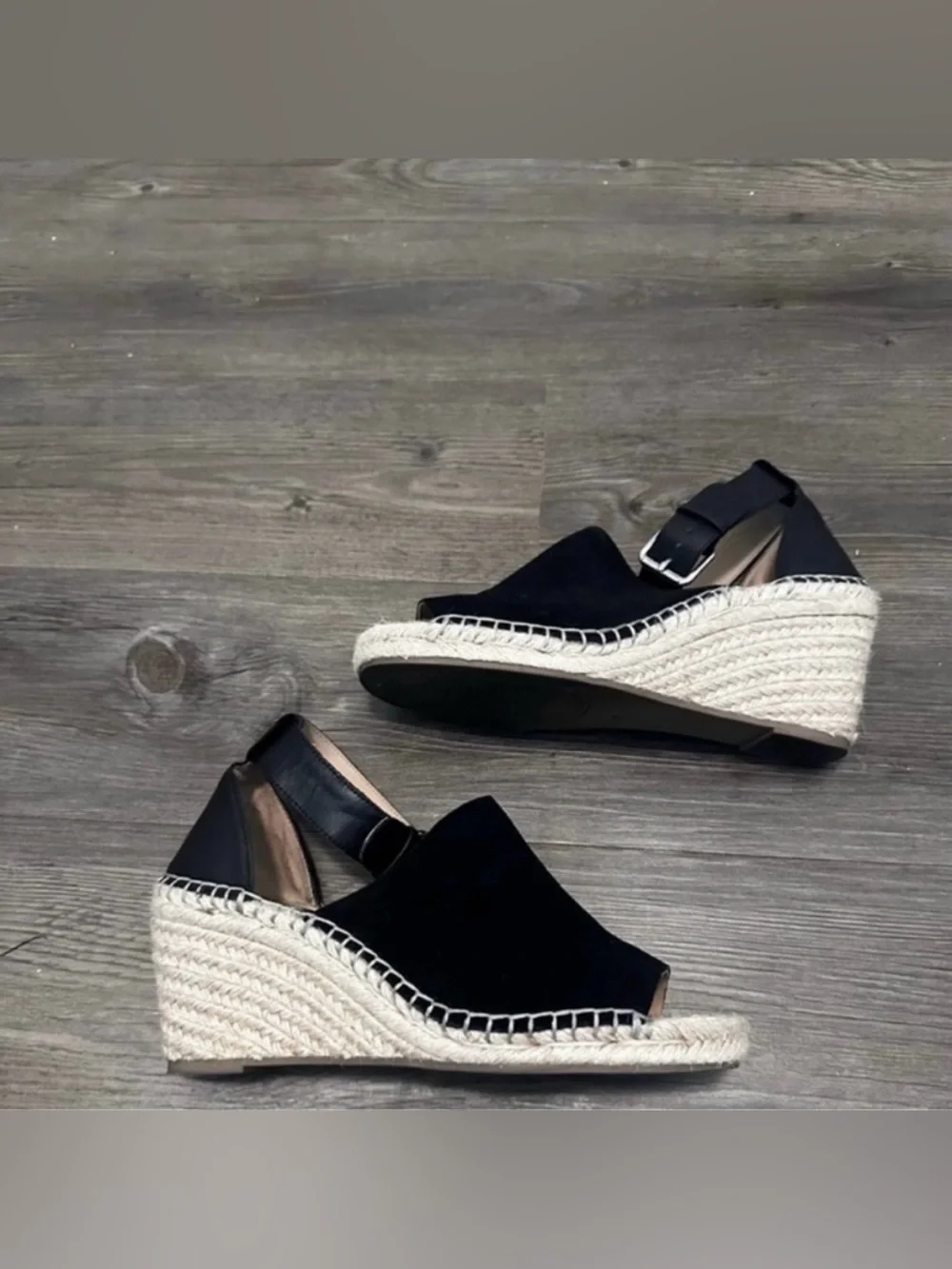 ❤️ Black GAP Wedge Espadrilles Ankle Strap - Size 8
